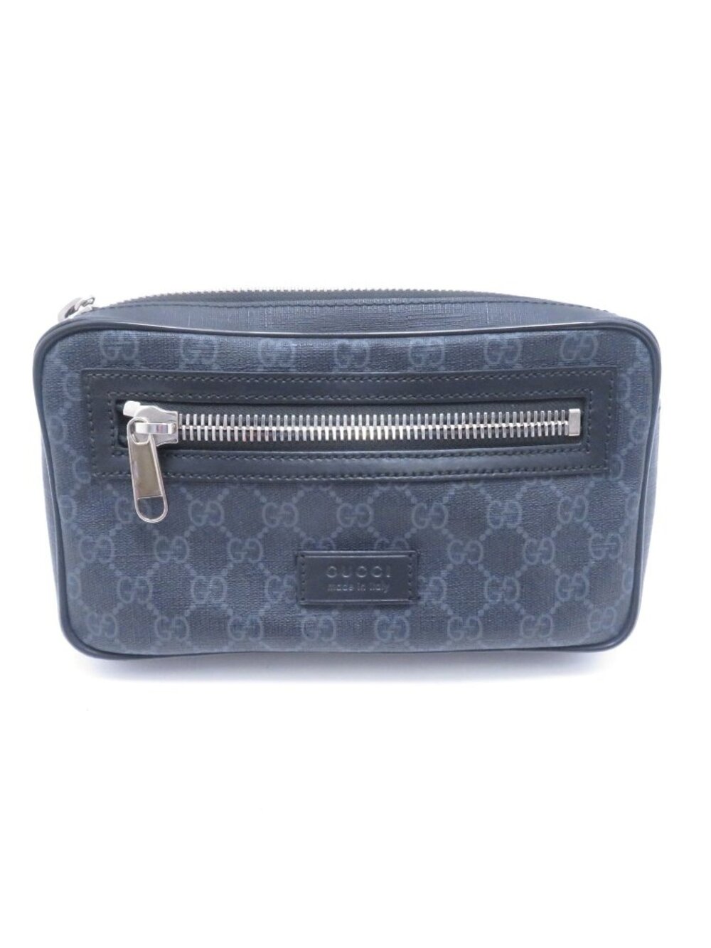 Gucci GG Supreme Waist Bag Black Leather Canvas